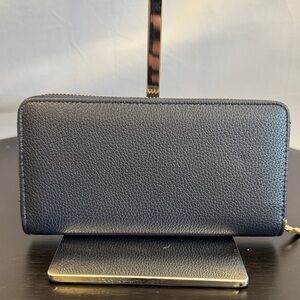 Navy Textured Zip Wallet
